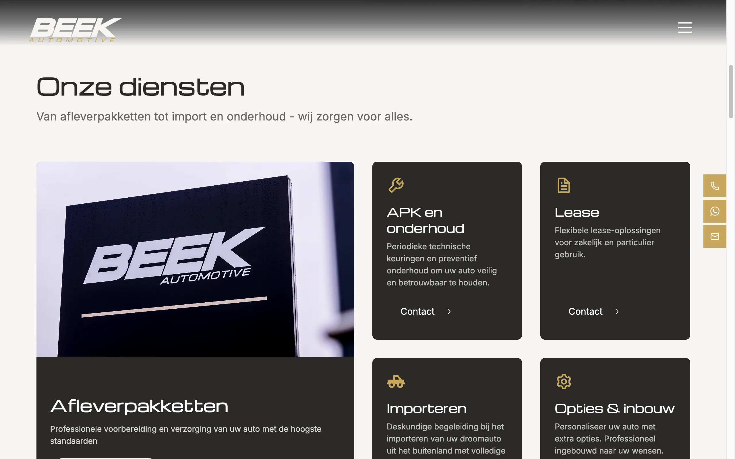Servicepagina van Beek Automotive